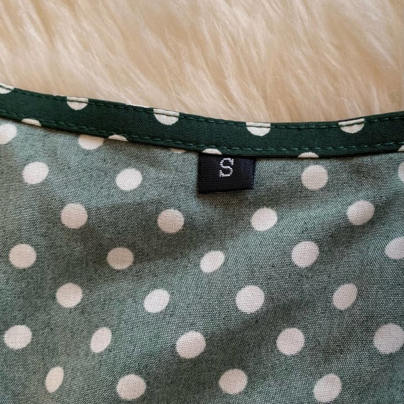 Unbranded Women's Green Polka Dot Button Down Swing Midi Dress Size Small - Picture 6 of 11